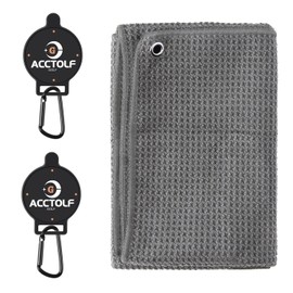 ACCTOLF Magnetic Golf Towel, 2Pcs Magnetic Clip for Golf Towel, Microfiber Golf Towels for Man/Women, Industrial Strength Magnet for Strong Hold to Golf Carts/Bags/Clubs