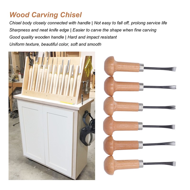 Wood Carving Chisel Set Kit Sculpture Hand Tools Mushroom Handle