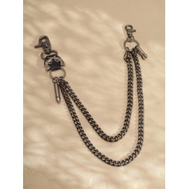 HAQUIL Punk Double Layer Pant Chains Punk Jeans Chain Biker Long Wallet Key Chain Waist Chain