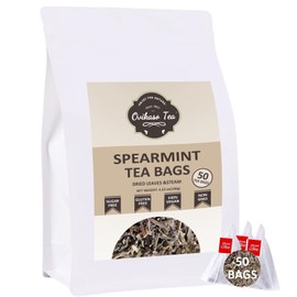Ovikaso Tea, Spearmint Tea Bags, 50 Pyramid Tea Bags, 2g/bag, Natural Spearmint Leaves, Direct from Source, Brew Hot or Iced Tea, Baking, Cocktail, Rich in Antioxidants, Herbal Tea