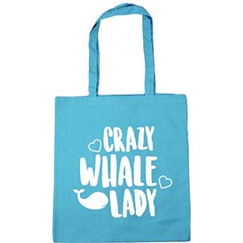 Hippowarehouse Crazy whale lady Tote Shopping Gym Beach Bag 42cm x38cm, 10 litres