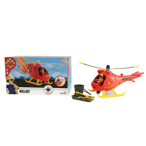 Simba - Sam le Pompier - Hélicoptère Wallaby 1 - Sons et Lumières - 1 Figurine Incluse - 109251077038