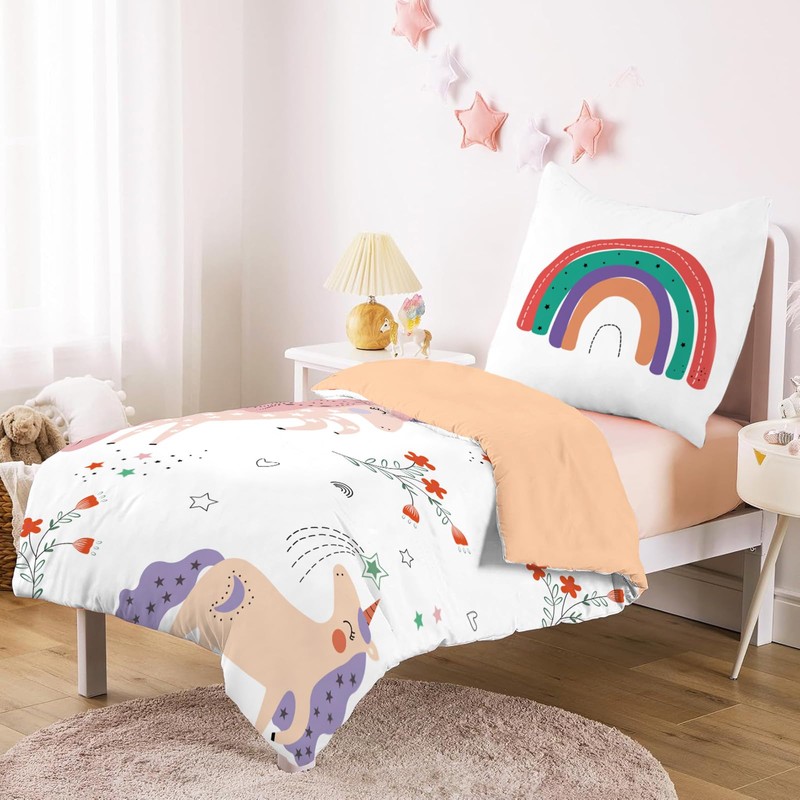 CINYE Children's Girls Kawaii Unicorn Bed Linen 135 x 200