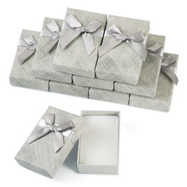 Spritewelry 10 Pcs Jewelry Gift Boxes 8.4x5.4x2.5cm Gray Necklace Ring Earring Box Small Jewelry Package Storage Gift Boxes with Bowknot for Anniversaries Weddings Birthdays