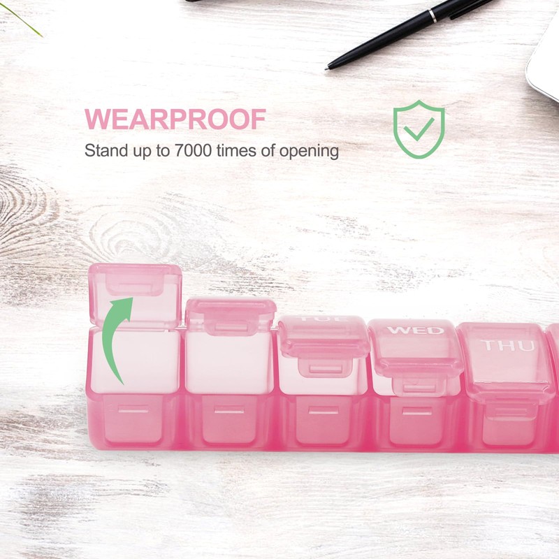 2 PCS Small Weekly Pill Organizer 7 Days,Pocket Daily Pill