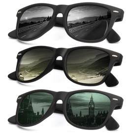 KALIYADI Sunglasses Men Polarized Sunglasses for Mens and Womens, Unisex Sun Glasses for Driving and Fishing, Retro Sunglasses UV Protection (Black/G15/Gradient Dark Green)