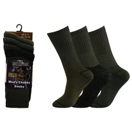 ZRWASKA® Mens Chunky Socks Military Army Combat Patrol Thermal Sock Hiking Walking Hunting Boots Work warm Thick Size UK 6-11 (3 Pairs Pack)