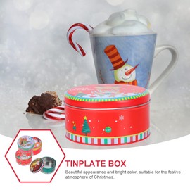 4pcs Christmas Tin Box Santa Claus Case Packaging Container Tinplate Container Tinplate Case Cookie Case Xmas Themed Case Container Decorative Case Xmas Snowman Case