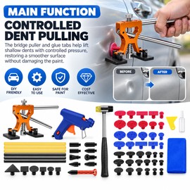74-Piece Paintless Dent Repair Kit for Car Body Dents – Dent Puller Tools with Glue Gun, Slide Hammer & Pulling Tabs