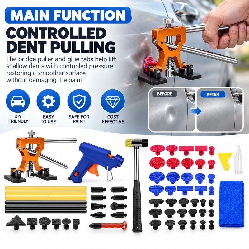 74-Piece Paintless Dent Repair Kit for Car Body Dents –