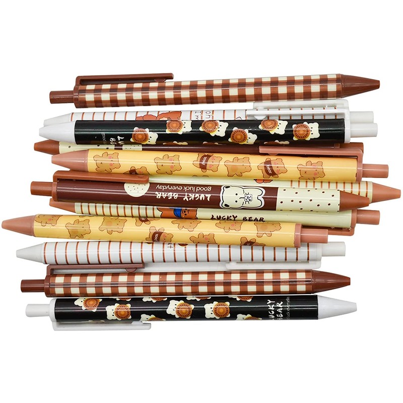 Maydahui Cute Bear Retractable Ballpoint Pen, Set of 12, 0.5mm,