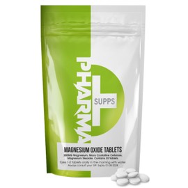 Pharma Magnesium Oxide 200mg - High Strength Magnesium Supplement for Muscle, Bone & Nerve Support - 30 Tablets, UK-Made, Essential Mineral for Energy & Relaxation
