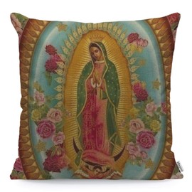 WONDERTIFY Throw Pillow Case Cover Beads of The Mexican People Huichol Ethnic Colorful Soft Linen Pillow Case, Cotton Linen, Multi 53, 18 x 18 Inch