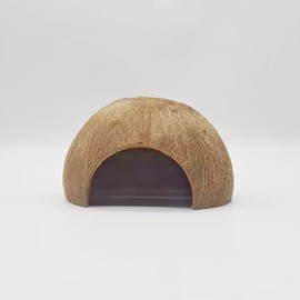 Coconut House, Dodgehouse, Hideaway, Reptile, Small Pet, Cute, Natural, Coconut Shell, Cave Polished, Height Approx. 2.8 inches (7 cm), Diameter 3.9 - 6.3 inches (10 - 16 cm)