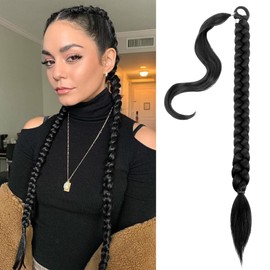 Braided Ponytail Extension,Mebeli Braid Extensions Long Braided Ponytail Extension for Black Women With Hair Tie,Straight Wrap with Braid Ponytail Extension Synthetic Hair Pieces 20 Inch 1B. ……