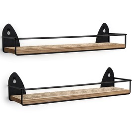 TJ.MOREE 2 Pack Spice Rack Wall Mount Rustic Style Hanging Spice Organizer for Wall, Kitchen Spice Storage