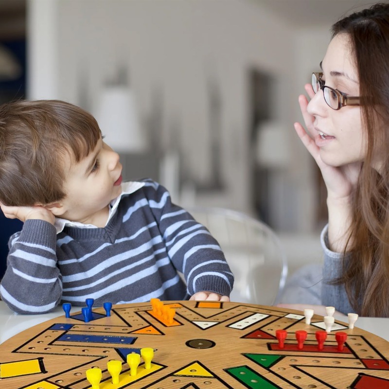Fast Track Game Wood 35.5cm Diameter Family Board Game Brown