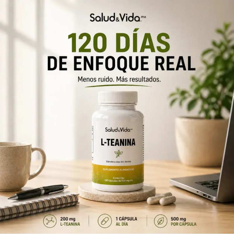 Teanina 200mg 120 Cápsulas Sabor Salud Vida