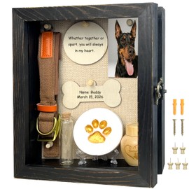 Houstimi 8x10 Pet Memorial Shadow Box Frame Paw Print Kit Solid Wood Pet Frame Black Dog Memorial Gifts for Loss of Dog