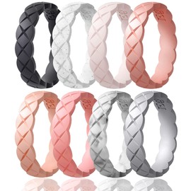 Egnaro Womens Engagement Silicone Wedding Bands, Breathable Silicone Rubber Rings For Women Sports, Workout Silicone Rings For Her