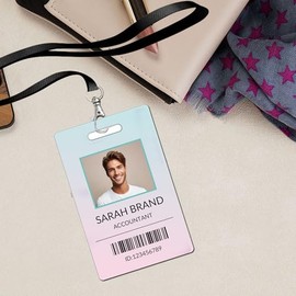 Gafete Personalizado con Cordón – Doble Cara, Portacredencial con Foto– Credencial de Trabajo par...