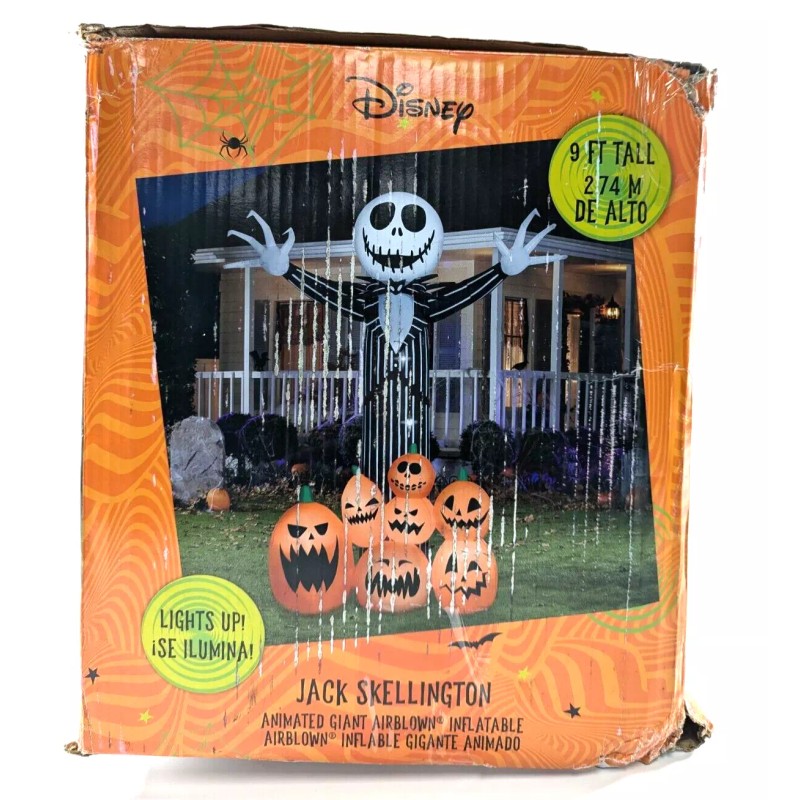 Gemmy Animated Projection Airblown-Fire & Ice-Jack Skellington Scene-Giant-Di