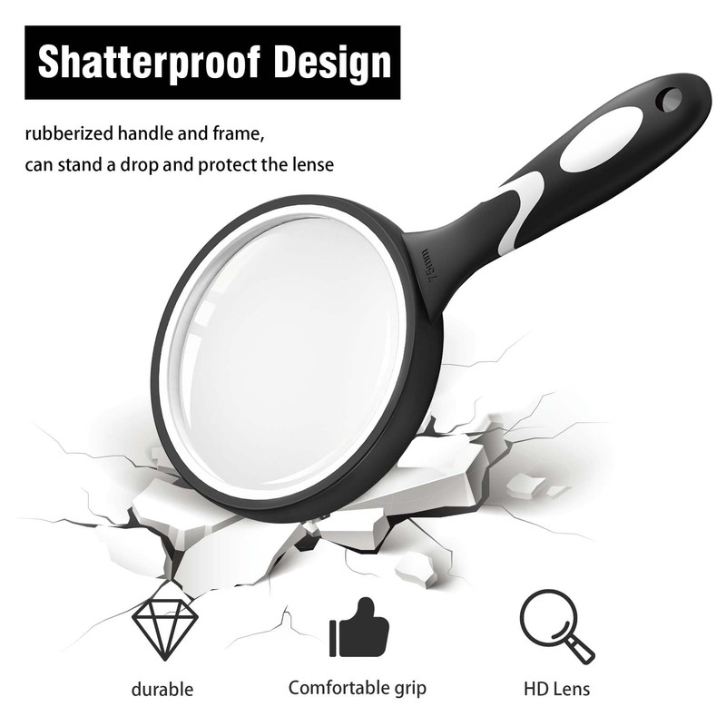 Large 10X Magnifying Glasses for Reading, Handheld Magnifying Glass for
