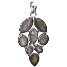 Faceted Labradorite Pendant - Sterling Silver