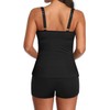 Womens Black 2 Piece Tankini Swimsuits - Tummy Control Bathing