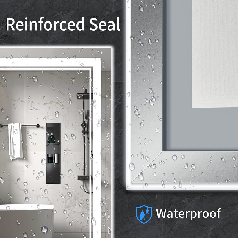 InfiniGlass 30"x24" LED Bathroom Mirror with Anti-Fog, Stepless Dimmable Lights,