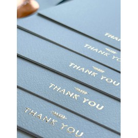 RUN2PRINT (36 Pack Thank You Cards With Envelopes & Stickers - Elegant Dusty Blue - Emboss Gold Foil Pressed - Blank Notes Wedding, Bridal, Baby Shower, Business and Formal All Occasion Cards