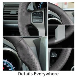 Yeolpise Funda de volante cosida a mano, apta para Toyota Tacoma 2012-2021/Tundra 2014-2021/4Runner 2010-2021/Sequoia 2014-2021, funda de volante de piel de microfibra antideslizante y transpirable