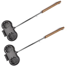 HAWOK Hamburger Campfire Iron - Pre-Seasoned Handheld Round Burger Grill set of 2……