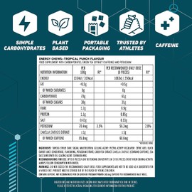 Clif Bloks Energy Chews Tropical Punch with Caffeine Sports Supplements, 60 g (Tropical - 3 Packs)