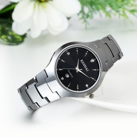 JewelryWe Men's Analogue Quartz Watch Classic Luxury Calendar Business Casual Watch with Tungsten Steel Tungsten Carbide Bracelet Gold Silver Black, Christmas Day, birthday