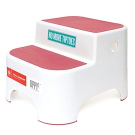 Prince Lionheart Dual Height UPPY2 Step Stool, Perfect Step Stool for Potty Training and in The Kitchen to Wash Hands, Grippy Non-Slip Top, Sturdy Base with Non-Slip Feet (1 Pack, Coral)