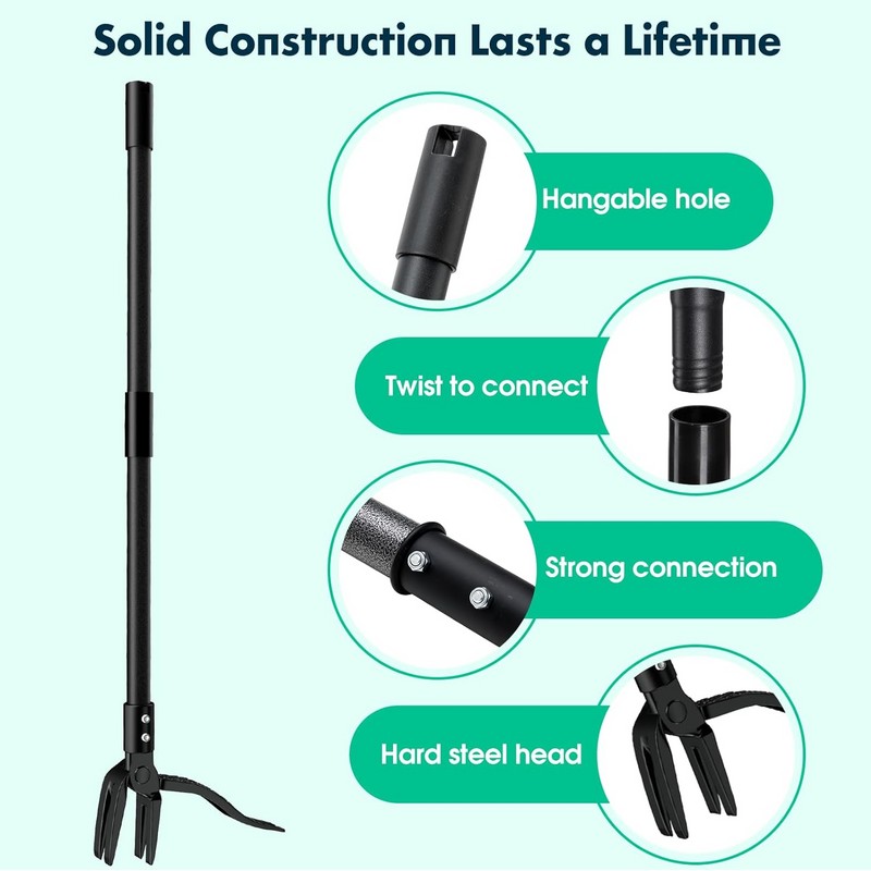 Nicecho 30"~63" long handle with 4 claws For Yard lawn