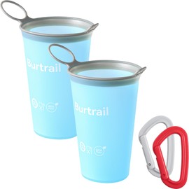 Burtrail 200 ml/6.8 oz-2Pack-Collapsible Cup TPU Running Water Cup Foldable Reusable Protable for Running,Backpacking,Traveling,Climbing,Marathon-BPA Free,SkyBlue