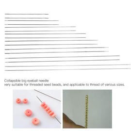 POCREATION Aguja de Cuentas, 16 Piezas de Abertura Media Aguja de Cuentas 8 TamañOs Grandes Agujas de Cuentas Plegables Colapsables para Collar para Collar de Bricolaje