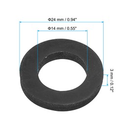 PATIKIL M14 Rubber Flat Washer, 10 Pack 14mm ID 24mm OD 3mm Thick Sealing Spacer Gasket Ring for Faucet Pipe Water Hose Fastener Bolt, Black
