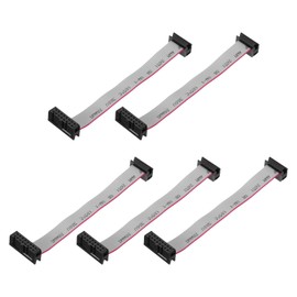 MECCANIXITY 5 Pcs IDC Flat Ribbon Cable, 2.54mm Pitch 13mm Width 10cm Long 10 to 16 Pin FC to FC Flat Ribbon Connector Jumper Wire for PC, LED Displays