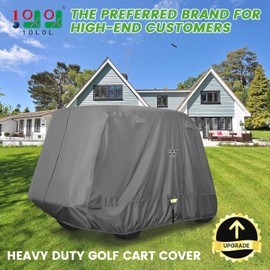 10L0L Golf Cart Covers Universal Fits for Yamaha EZGO Club Car Lifted 2/4 Passengers Golf Cart, 600D Waterproof Windproof UV-Proof Outdoor Polyester Full Cover with 3-Zipper Doors (Gray)