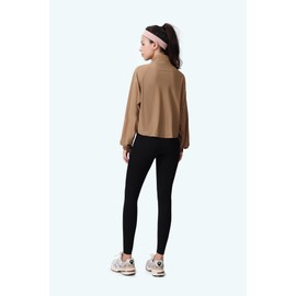 altiland Women's Full Zip Athletic Workout Running Yoga Gym Cropped Track Jackets (Cocoa Brown, S)