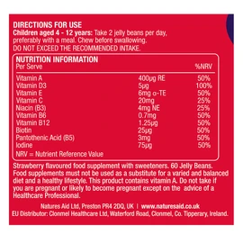 Natures Aid  Mini Drops Jelly Beans Multivitamin Strawberry Flavour 60 Beans