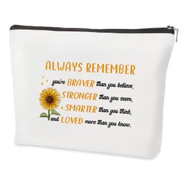 QONCV Inspirational Gifts for Women, Motivational Encouragement Sunflower Cosmetic Bags Emotional Support Cheer Up Positive Sobriety Thinking of You Get Well Gifts Makeup Bag for Woman Friends Ideas