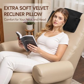 AHUAWA Neck Pillow for Recliner Chair, 14" Adjustable Recliner Pillow for Headrest, Soft Velvet Non-Slip Head Pillow for Recliner, Couch, Chair, Sofa