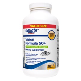 Equate Vision Formula 50+ luteína, zeaxantina y omega-3, 300 cápsulas blandas
