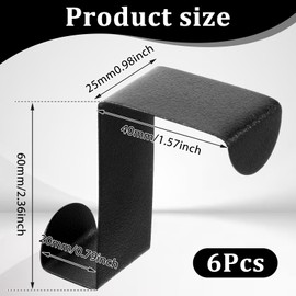 6 Pcs Over The Door Hooks Towel Hanging Hook Heavy Duty Single Towel Robe Rack Wreath Bathroom Shower Hanger Short Black Door Back Hangers with Plastic Coating for Living Room Bathroom Bedroom Kitchen