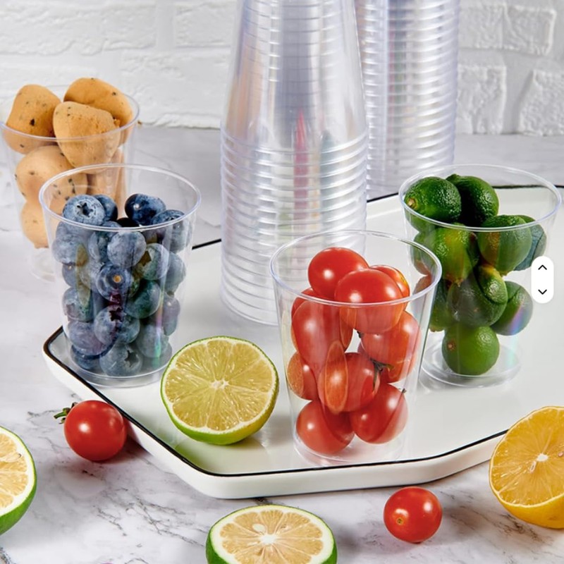 PARENCE.- Set di 15 bicchieri di plastica riutilizzabili da 500