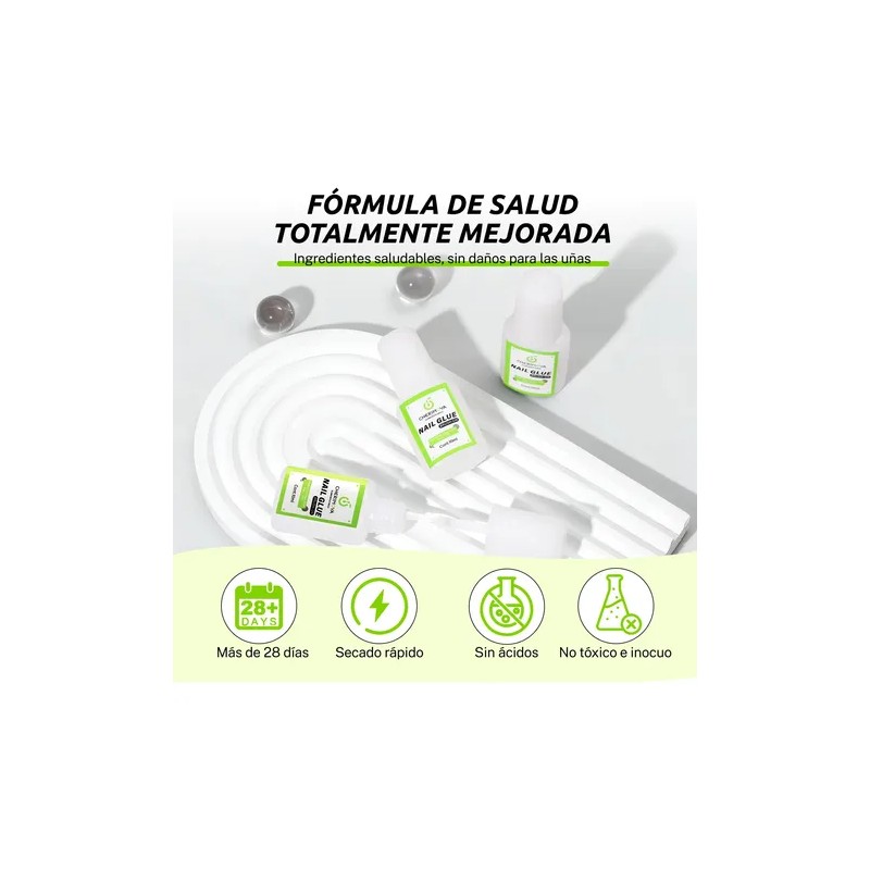 Pegamento Para Tips De Uñas Con Pincel 10ml 3pcs Cherimoya
